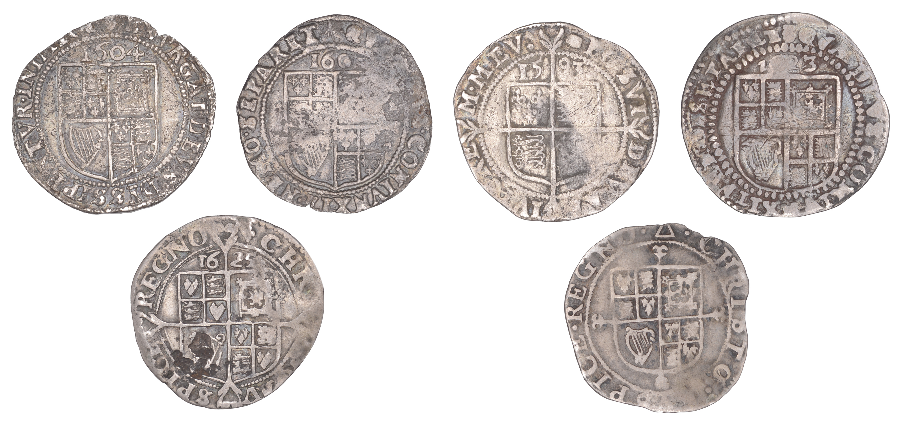 Elizabeth I, Sixth issue, Sixpence, 1593, mm. tun, 2.93g/11h (S 2578B); James I, First coina... - Image 2 of 2