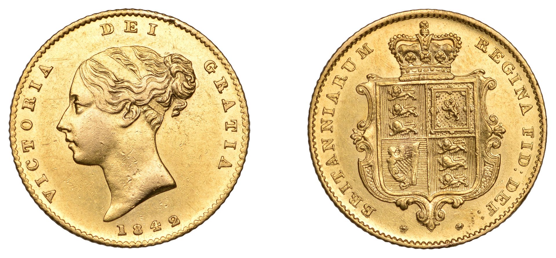 Victoria (1837-1901), Half-Sovereign, 1842 (M 416; S 3859). Wiped, good very fine Â£300-Â£360