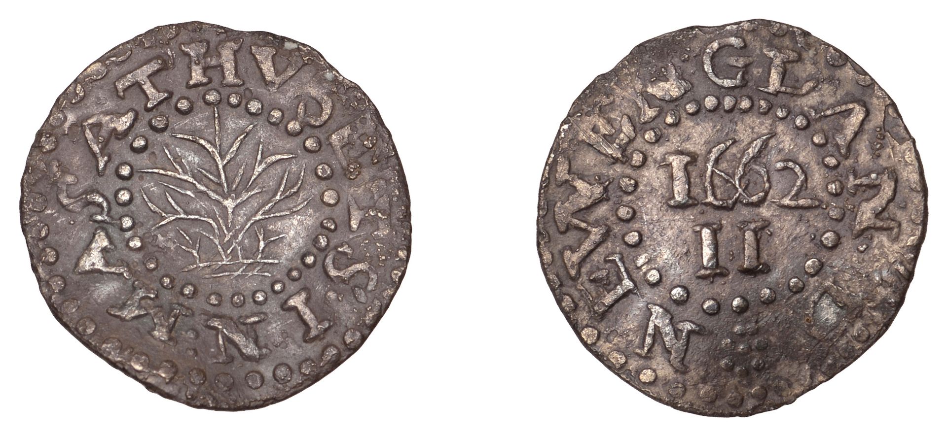 United States of America, MASSACHUSETTS, Oak Tree coinage, Twopence, 1662, 0.59g/12h (Salmon...