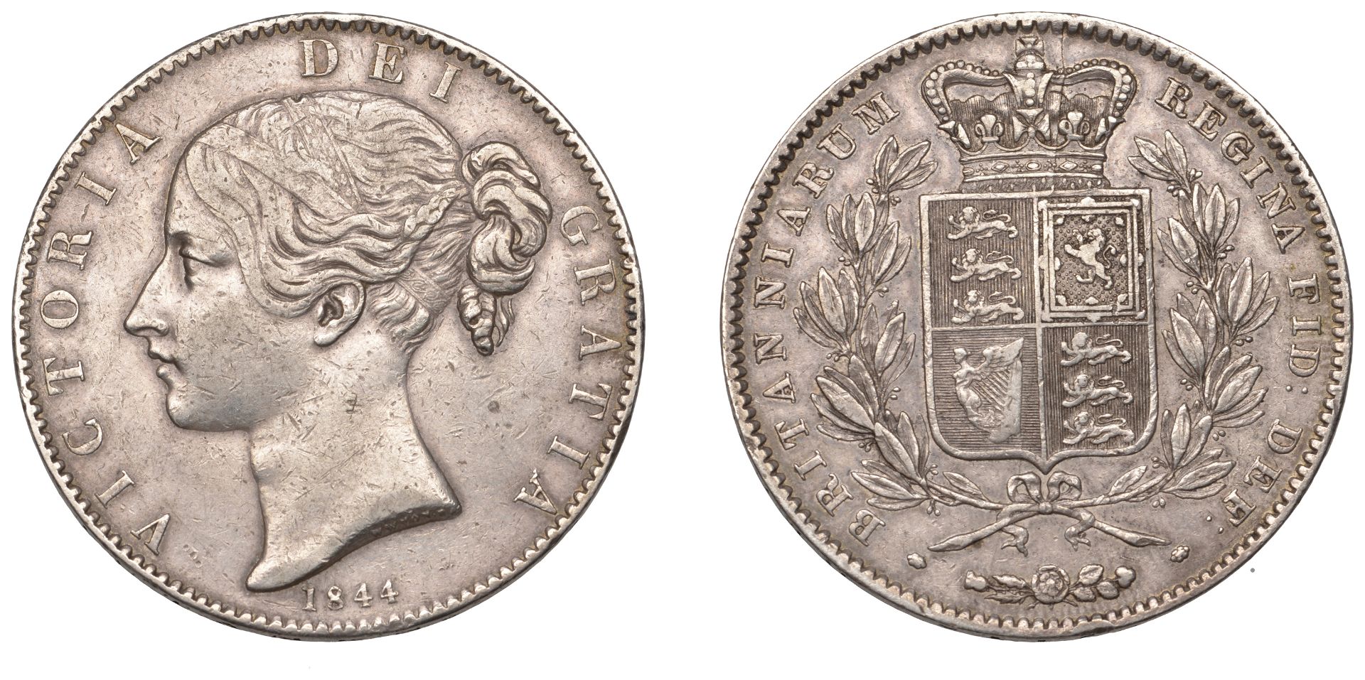 Victoria (1837-1901), Crown, 1844, edge viii, cinquefoil stops (ESC 2562; S 3882). Some cont...