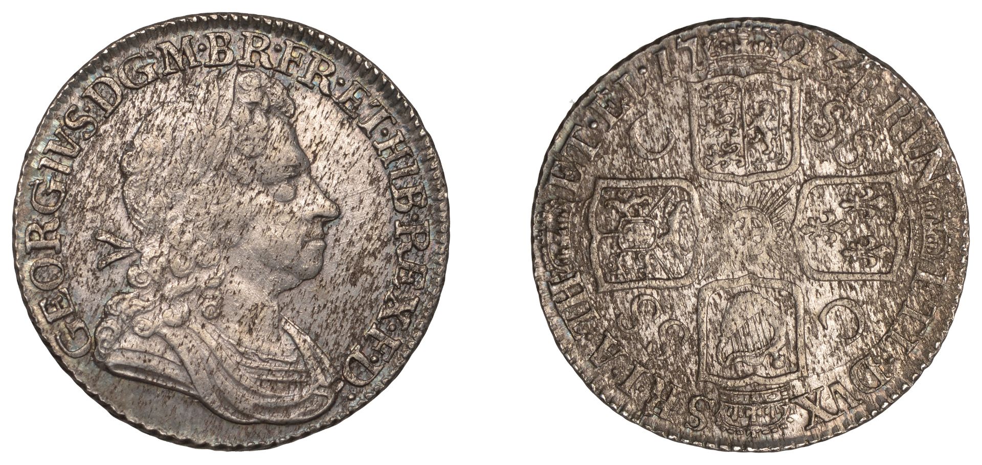George I (1714-1727), Shilling, 1723 ssc, first bust (ESC 1586; S 3647). Heavy flecking, oth...