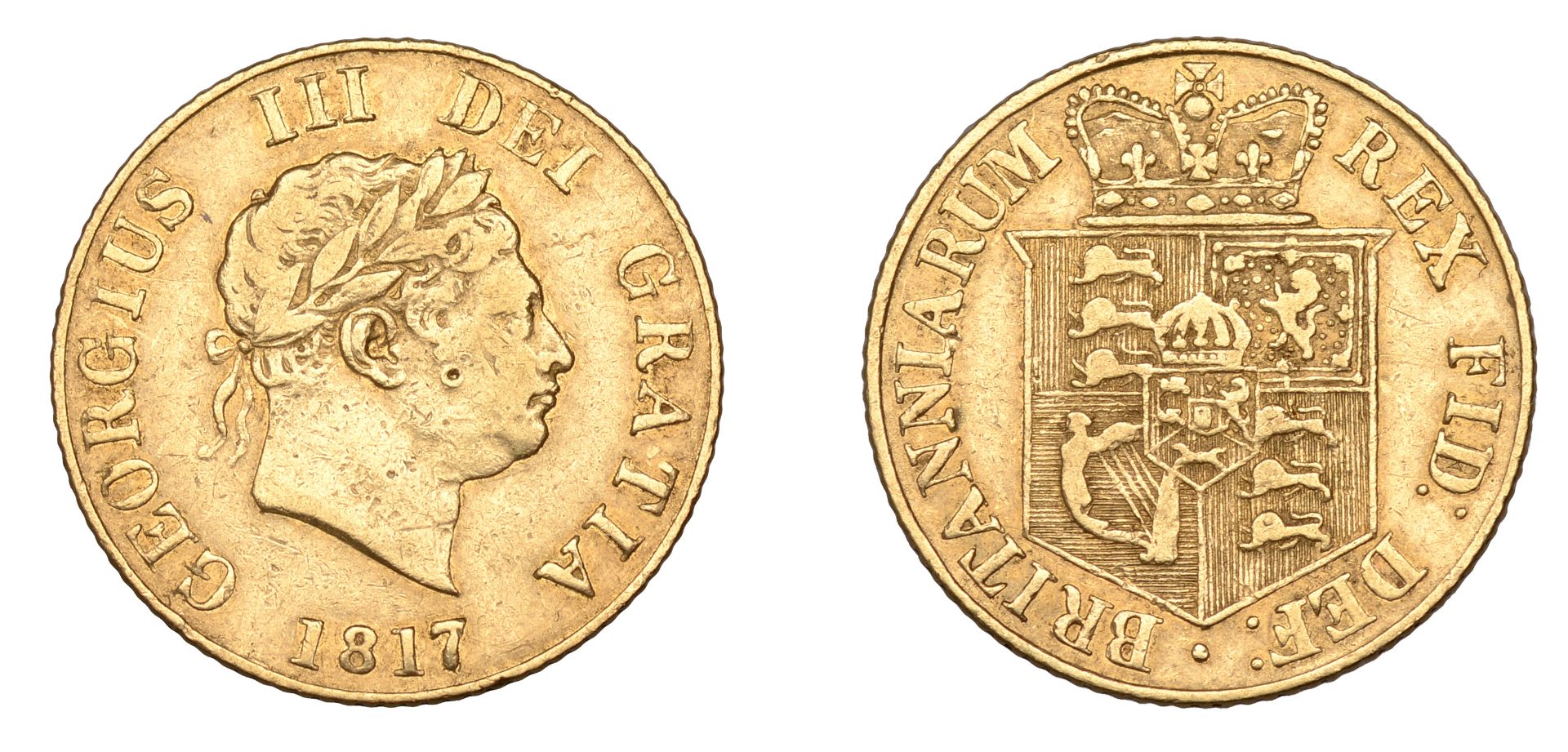 George III (1760-1820), New coinage, Half-Sovereign, 1817 (M 400; S 3786). Light marks on ob...