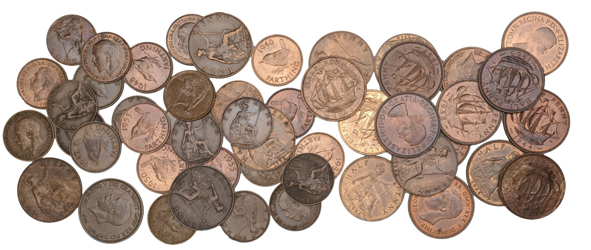 Edward VII, Halfpennies (4), 1903, 1905, 1908, 1910 (S 3991); Farthings (5), 1902, 1904, 190...