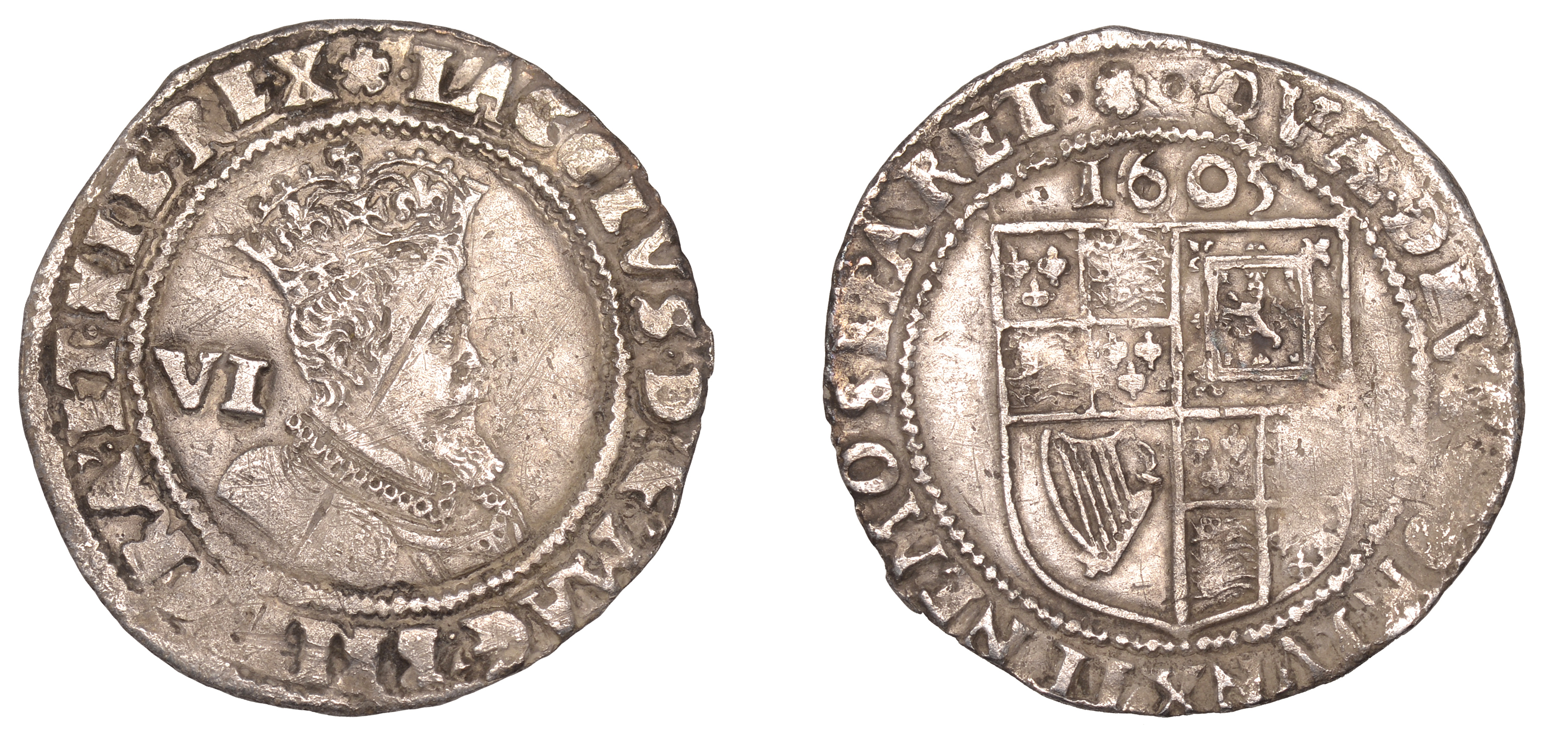 James I (1603-1625), Second coinage, Sixpence, 1605, mm. rose, fourth bust, 2.72g/1h (N 2103...