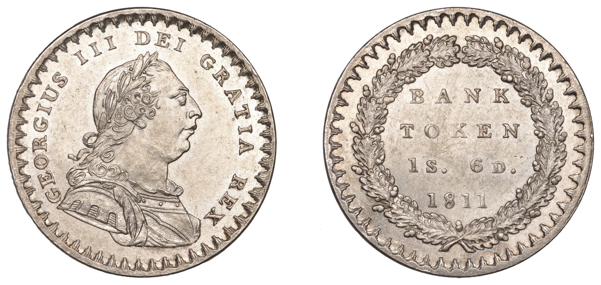 George III (1760-1820), Bank of England, Eighteen Pence, 1811 (ESC 2112; S 3771). Good extre...