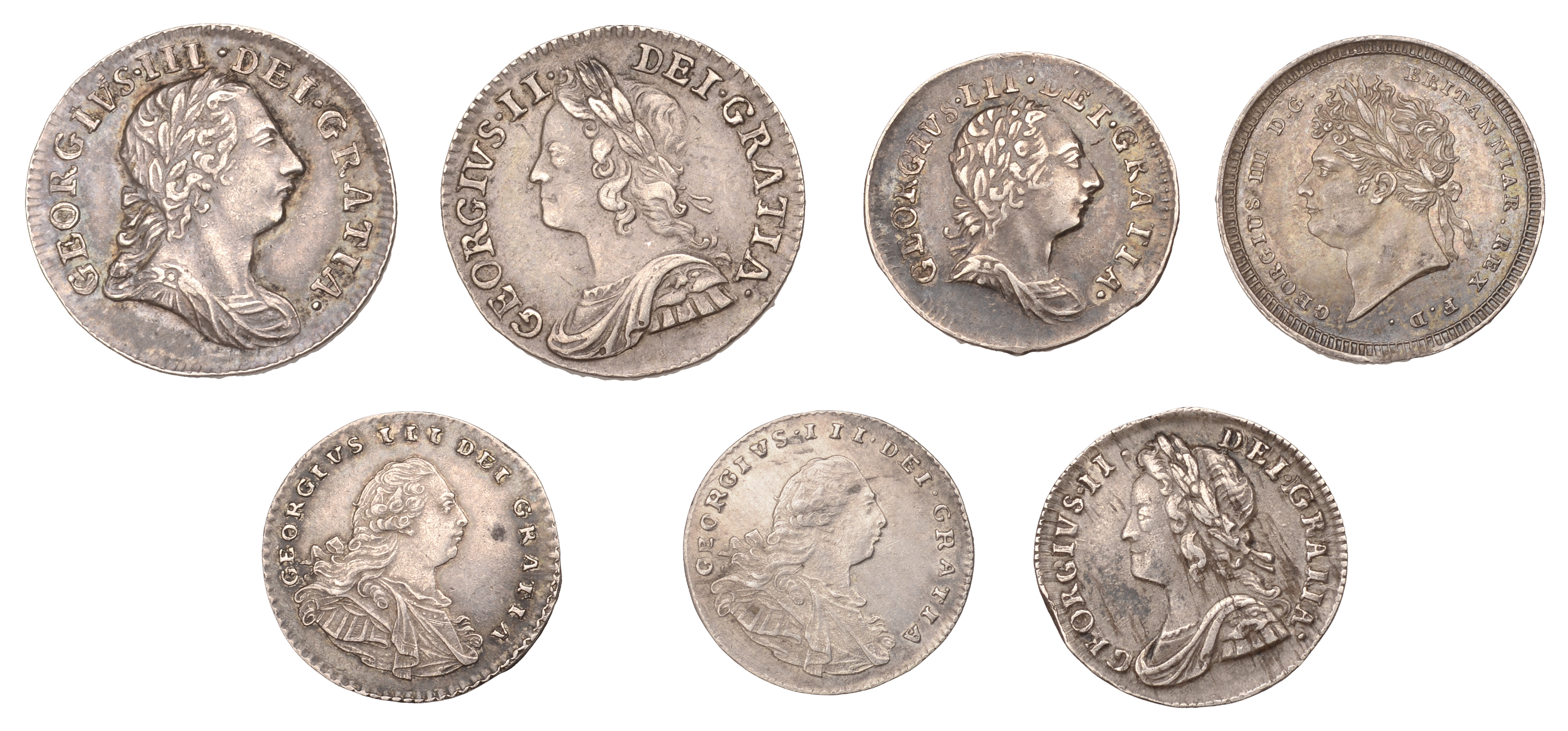 George II, Twopence, 1746 (S 3714A); Penny, 1729 (S 3715); George III, Twopence, 1772 (S 375...