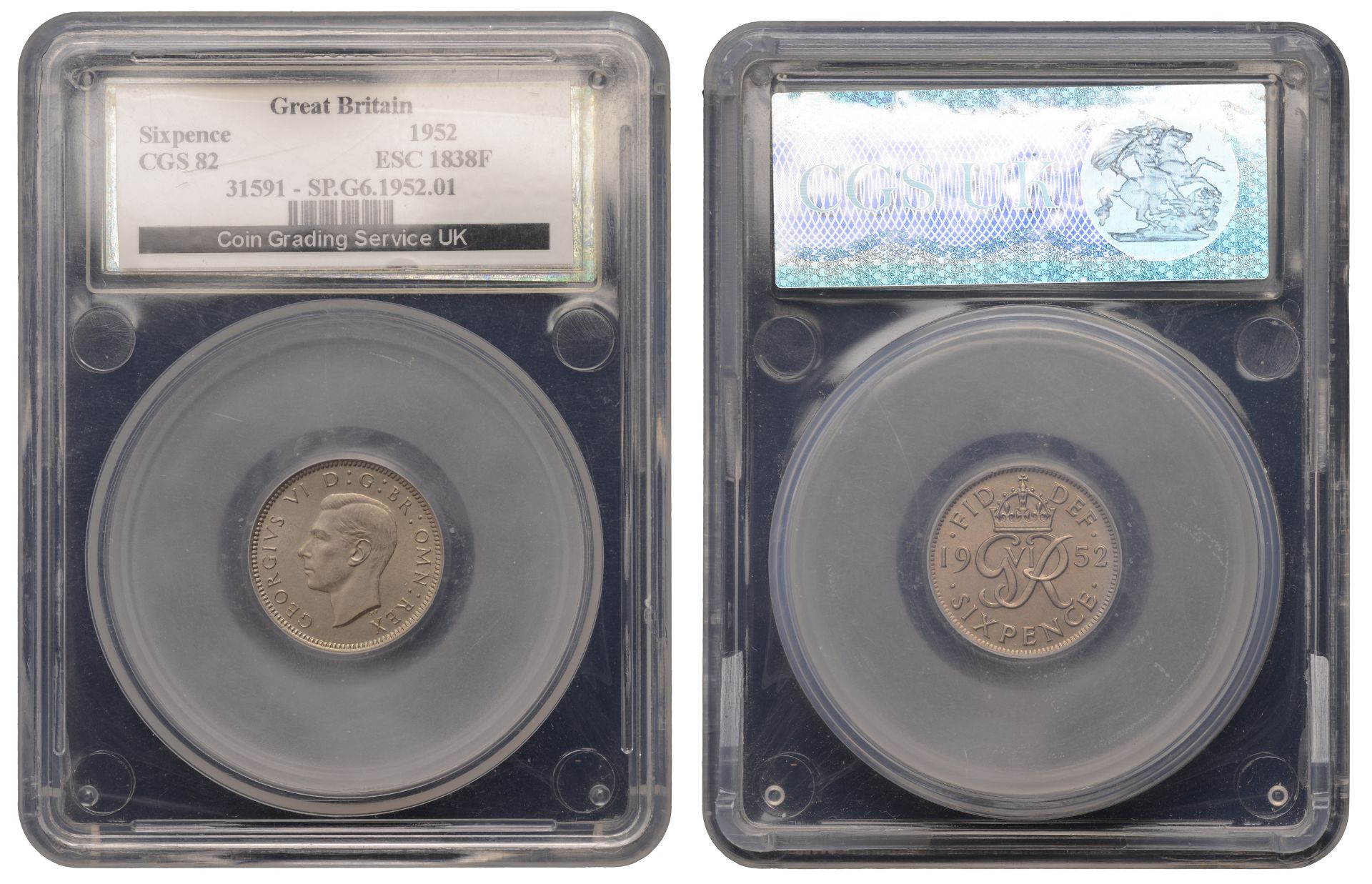 George VI (1936-1952), Sixpence, 1952 (ESC 4266; S 4110). About mint state, scarce thus [sla...