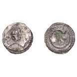 Early Anglo-Saxon Period, Sceatta, Secondary series K, type 32a, draped and diademed bust le...