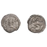 Early Anglo-Saxon Period, Sceatta, Secondary series K, type 33, draped and diademed bust lef...