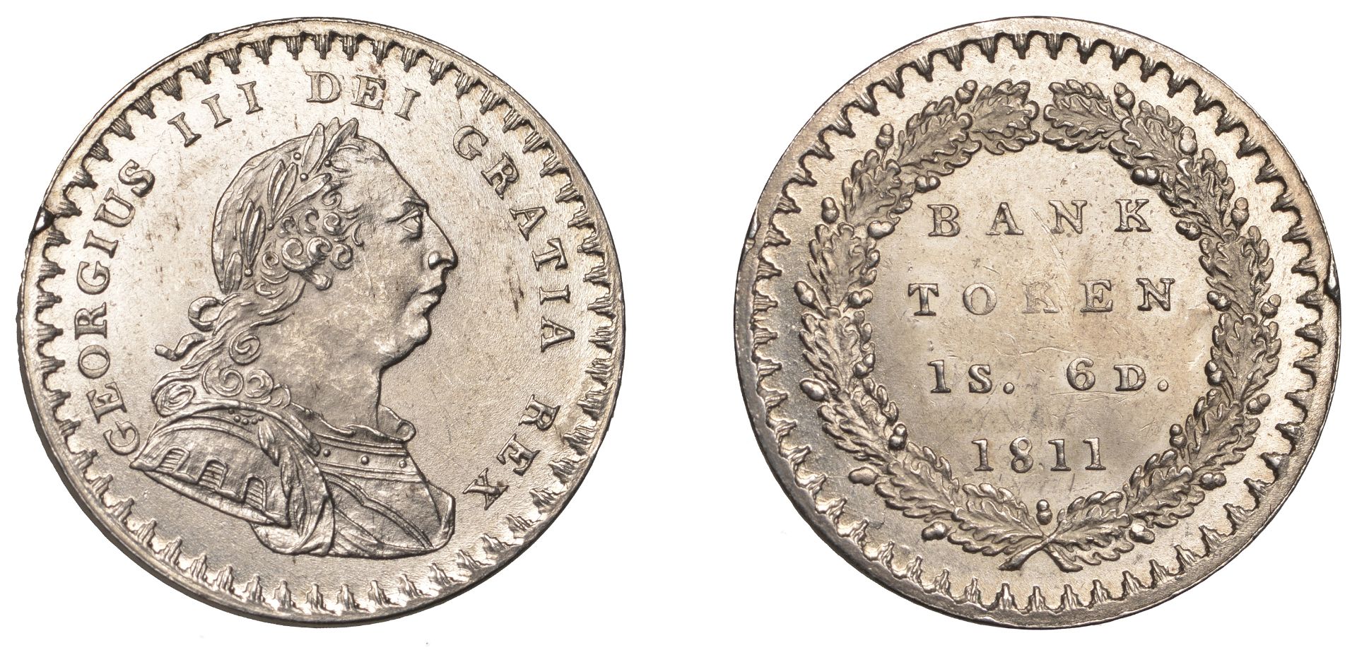 George III (1760-1820), Bank of England, Eighteen Pence, 1811 (ESC 2112; S 3771). A few mino...
