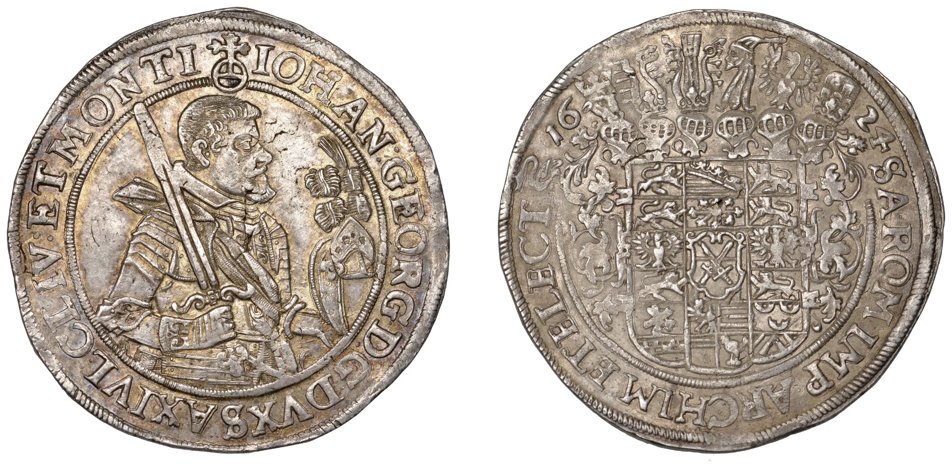 Germany, SAXONY, Johann Georg I, Thaler, 1624, Dresden, mm. swan, 28.98g/10h (Schnee 818; Da...