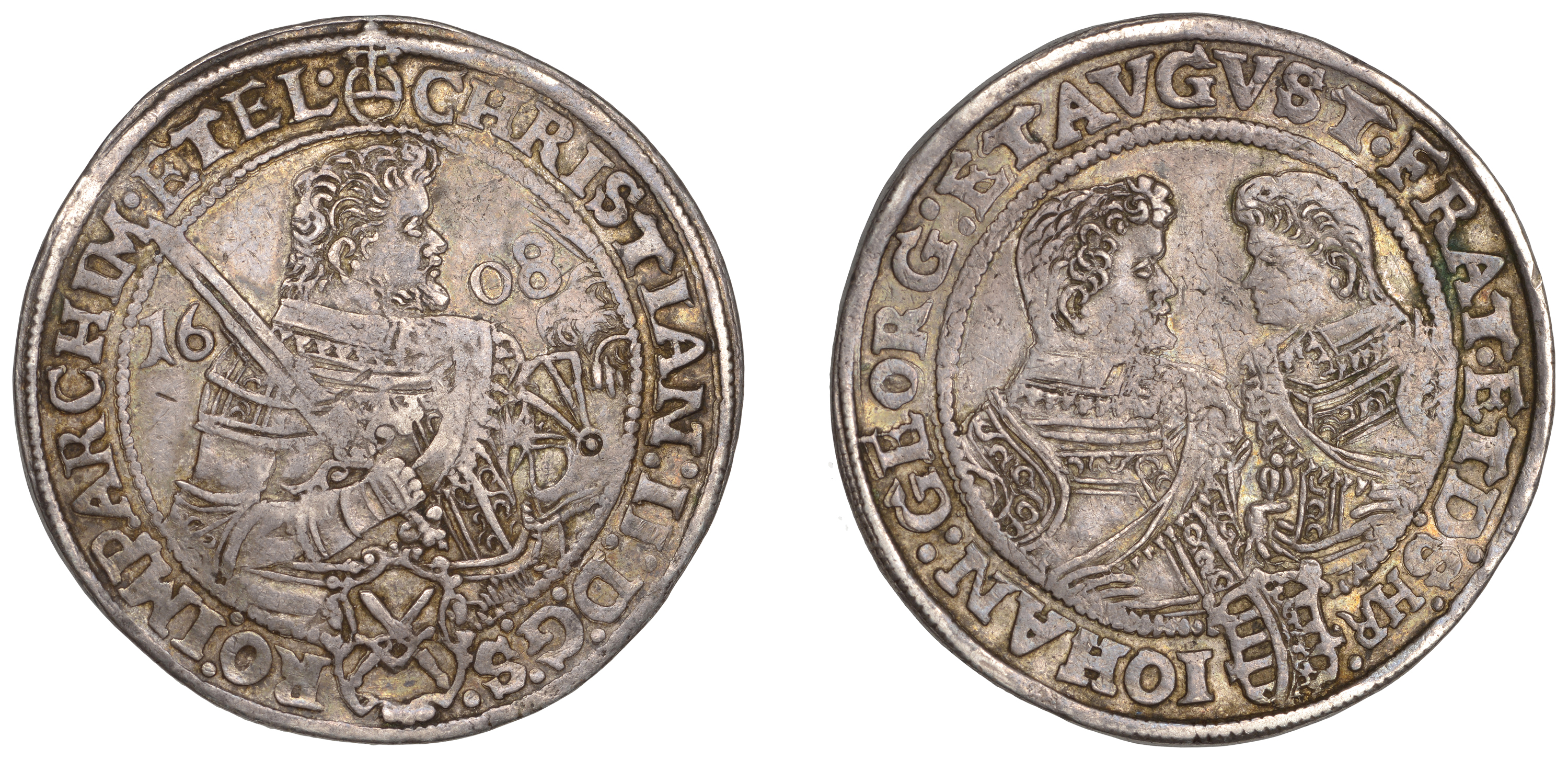 Germany, SAXONY, Christian II, Johann Georg and August, Thaler, 1608hr, Dresden, 29.13g/6h (...