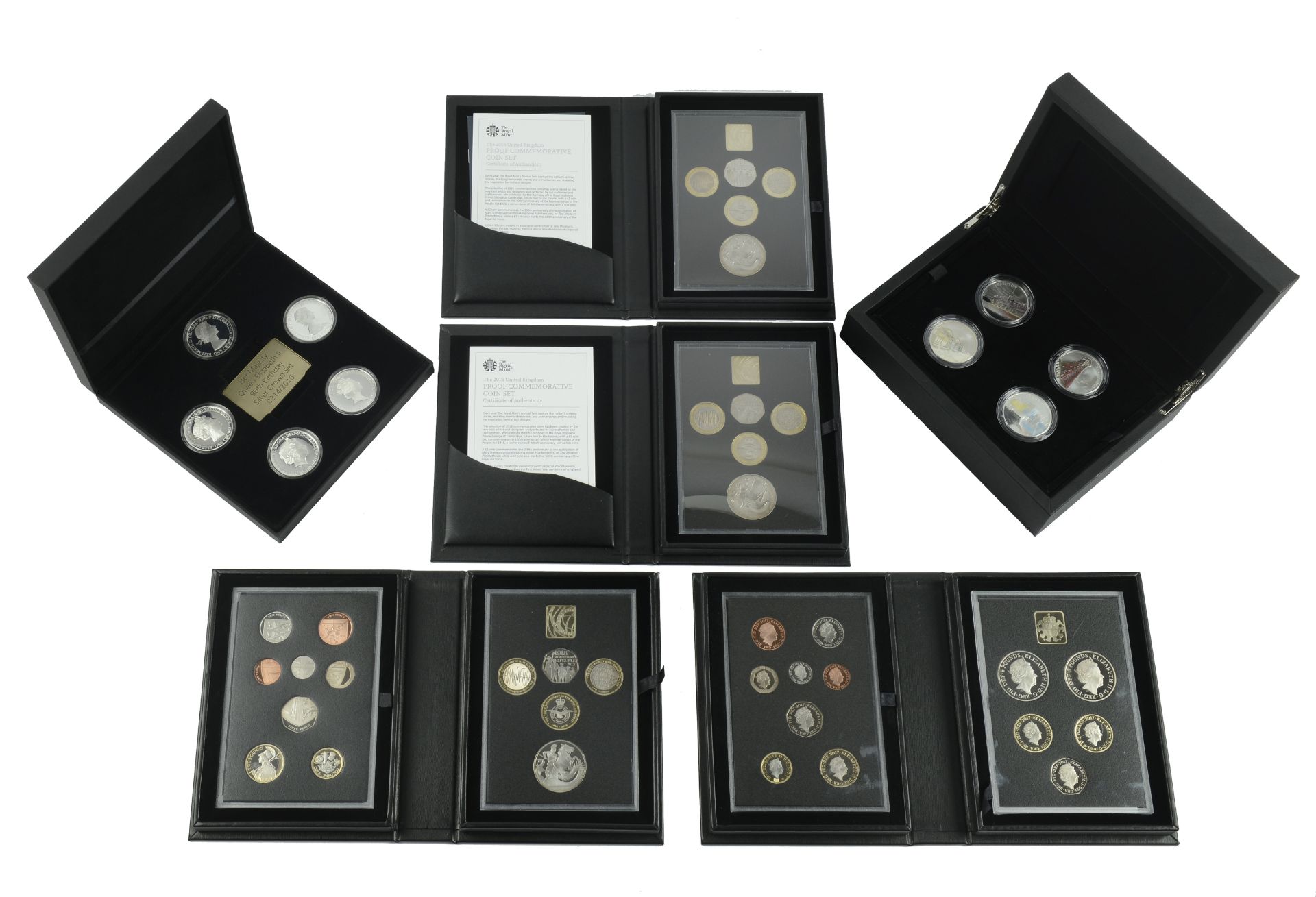 Elizabeth II, silver Proof set, 2018, A Portrait of Britain; Proof sets (4), 2017, 2018 (3);...