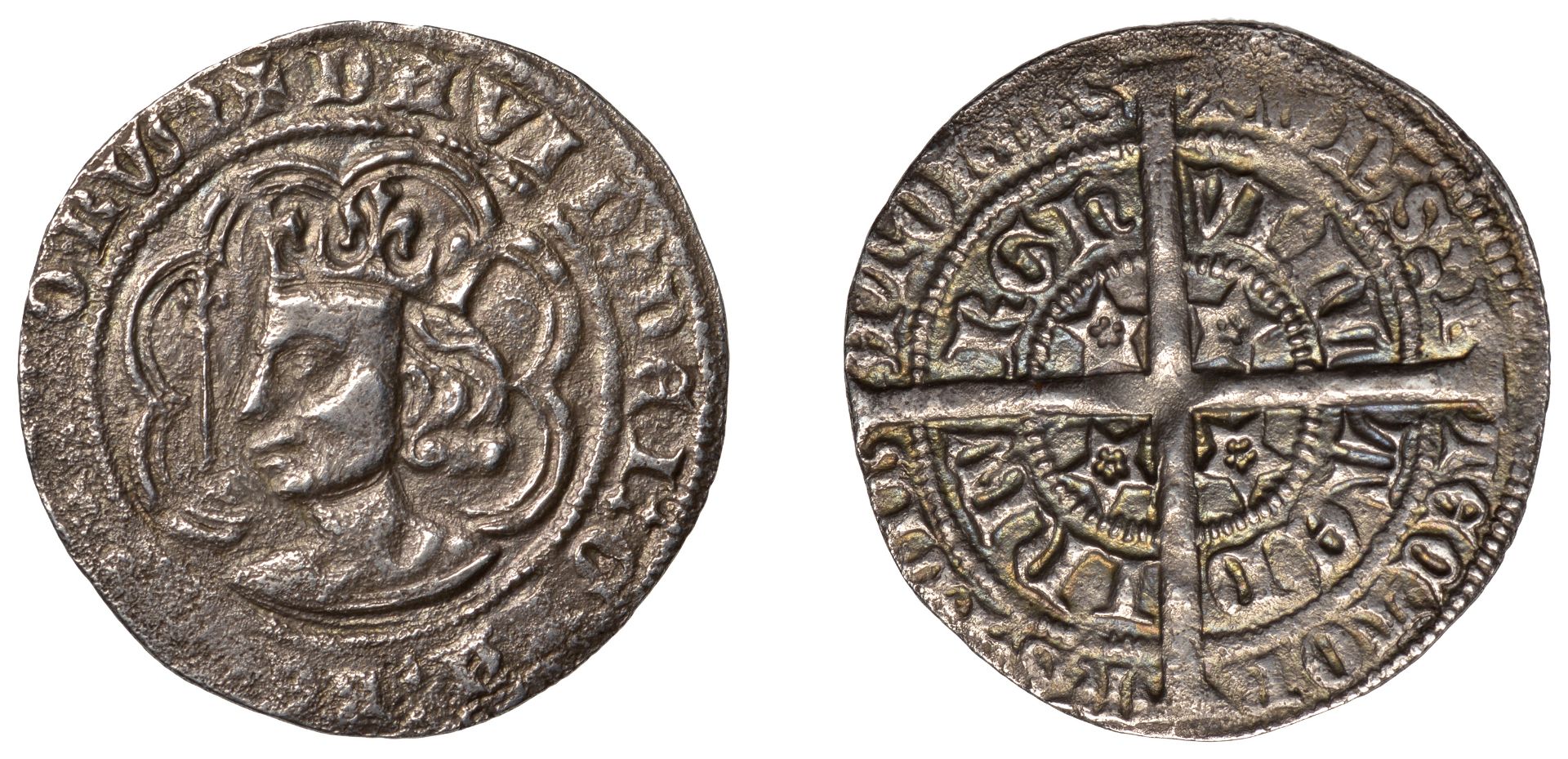 David II (1329-1371), Second coinage, Groat, class D, Edinburgh, 'Robert II' style bust, tre...