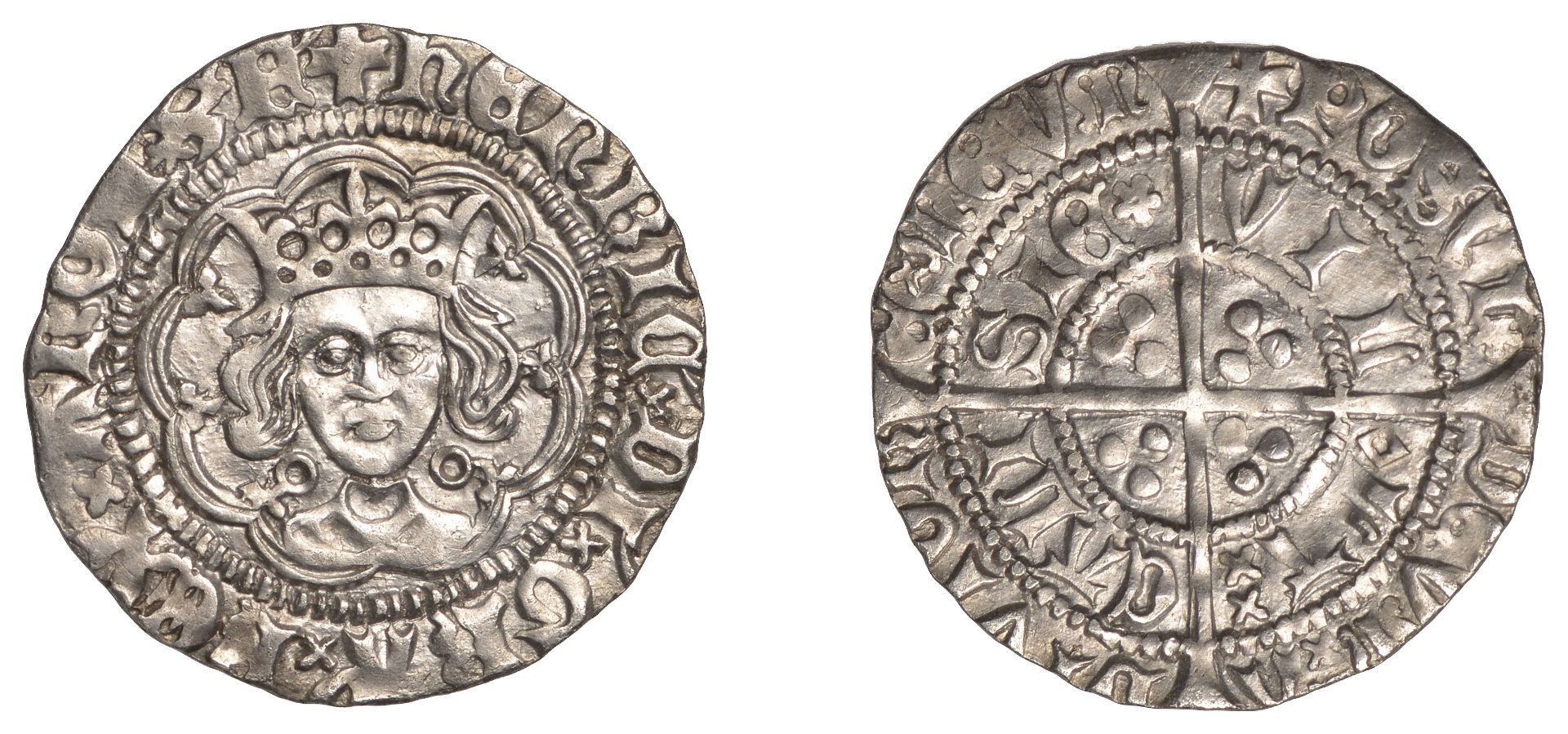 Henry VI (First reign, 1422-1461), Annulet/Rosette-Mascle issue mule, Halfgroat, Calais, mm....