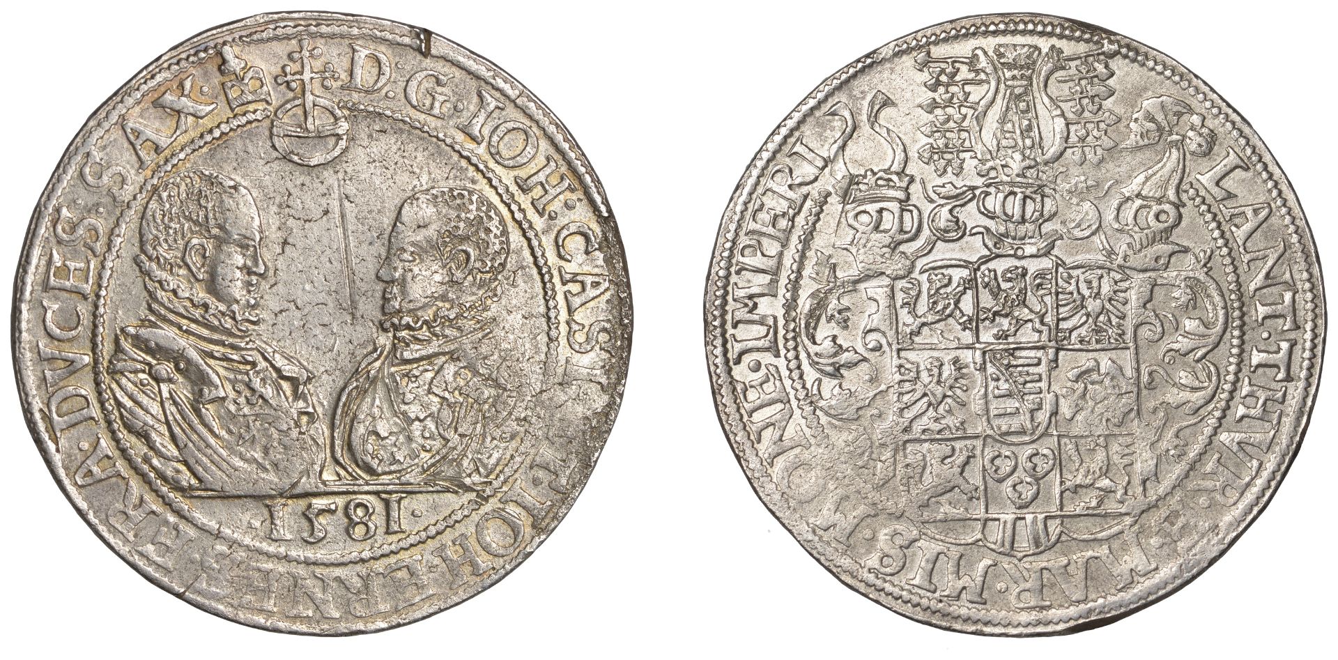 Germany, SAXE-COBURG-EISENACH, Johann Casimir and Johann Ernst II, Thaler, 1581b, Saalfeld,...