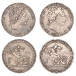 George III (1760-1820), New coinage, Crowns (2), both 1820, edge lx (ESC 2016; S 3787) [2]....