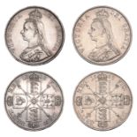 Victoria (1837-1901), Double-Florins (2), 1888, 1889, both with inverted i in victoria (ESC...