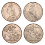 Victoria (1837-1901), Crowns (2), 1891, 1892 (ESC 2591-2; S 3921) [2]. Nearly extremely fine...
