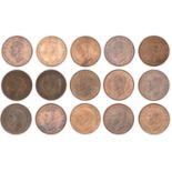 George VI (1936-1952), Pennies (15), 1937 (2, one Proof), 1938-40, 1944-49, 1950 (2, one Pro...