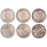 Victoria (1837-1901), Crowns (3), 1896 edge lix, 1898, 1899, both edge lxii (ESC 2600, 2605-...