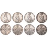 Victoria (1837-1901), Double-Florins (4), 1887 Arabic 1, 1888, 1889, 1890 (ESC 2697, 2699, 2...