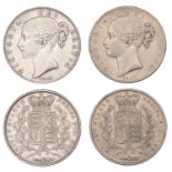 Victoria (1837-1901), Crowns (2), 1845 edge viii, cinquefoils, 1847 edge xi (ESC 2564, 2567;...