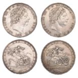 George III (1760-1820), New coinage, Crowns (2), 1818, edge lviii, 1819, edge lx (ESC 2005,...