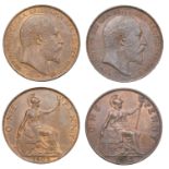 Edward VII (1901-1910), Pennies (2), both 1902, low and normal horizon (F 156-7; BMC 2205-6;...