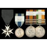 An Order of St John group of four awarded to Doctor H. D. Buss, M.R.C.S., who served as a Su...