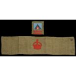 Derby Scheme Arm Band c.1915. Standard pattern green khaki with red crown with internal sta...