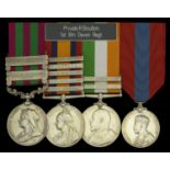 Four: Private R. Boulton, Devonshire Regiment India General Service 1895-1902, 2 clasps,...