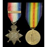 Pair: Major C. H. Mowbray, 2nd Battalion, Suffolk Regiment 1914 Star, with copy clasp (Ca...