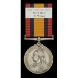 Queen's South Africa 1899-1902, no clasp (Ward Maid M. Wilson. I.Y. Hp. Staff.) officially i...