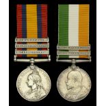 Pair: Private J. Skelton, Suffolk Regiment Queen's South Africa 1899-1902, 3 clasps, Cape...