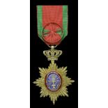 Cambodia, French Colonial, Order of Cambodia, Officer's breast badge, 74mm including crown s...