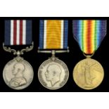 A Great War 1917 'French theatre' M.M. group of three awarded to Private C. R. Peacock, 2nd...