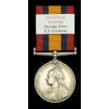 Queen's South Africa 1899-1902, no clasp (Nursing Sister E. L. Goodwin.) officially re-impre...