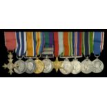 The mounted group of ten miniature dress medals worn by Deputy Commissioner F. W. Syer, Trip...
