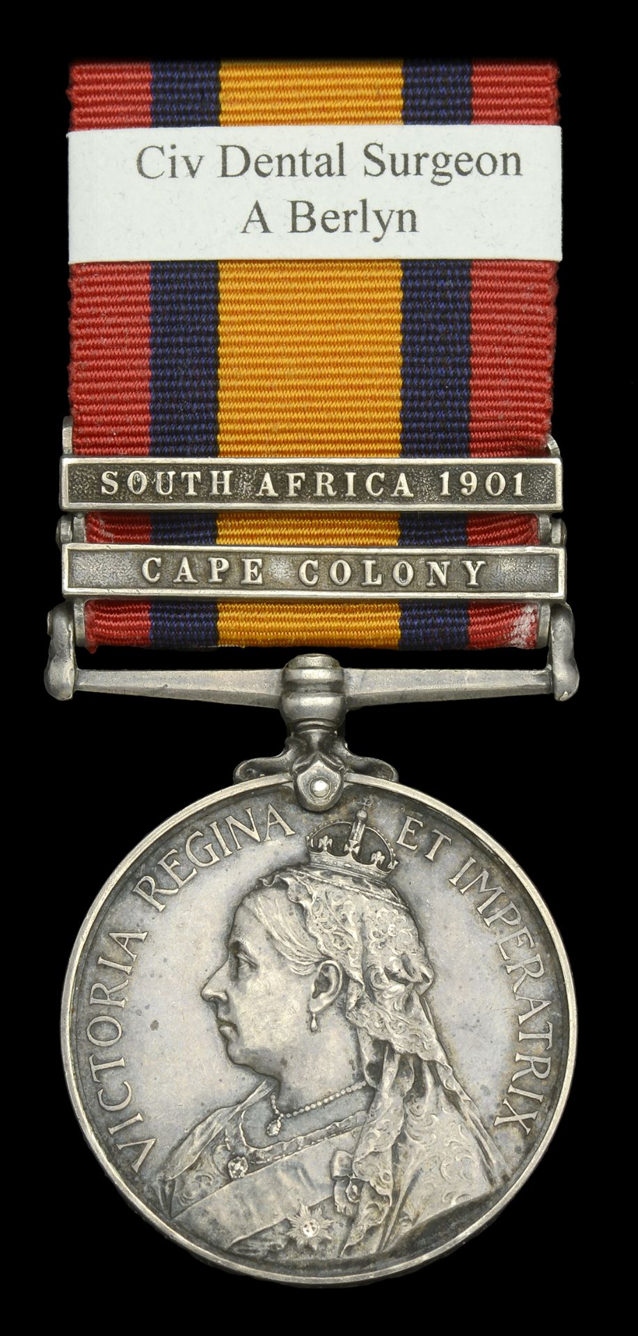 Queen's South Africa 1899-1902, 2 clasps, Cape Colony, South Africa 1901 (Civ: Dental Surg:...