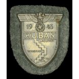 A German Second World War Kuban Shield. An unused Kuban Shield, nice finish remaining on it...