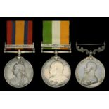 Three: Lance Corporal J. Mason, Suffolk Regiment Queen's South Africa 1899-1902, 1 clasp,...