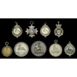 Regimental Prize Medals (9), Royal Warwickshire Regiment (9), mostly silver, one with yellow...