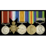 A rare Great War Silver S.G.M. group of five awarded to Sergeant L. Crossley, Highland Light...