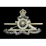 A diamond-set Royal Artillery Sweetheart's Brooch. A fine-quality sweetheart's brooch, plat...