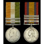 Pair: Private W. Scott, Suffolk Regiment Queen's South Africa 1899-1902, 3 clasps, Cape C...