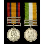 Pair: Private S. Collins, Suffolk Regiment Queen's South Africa 1899-1902, 3 clasps, Cape...