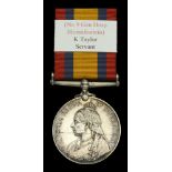 Queen's South Africa 1899-1902, no clasp (K. Taylor, Servant.) officially impressed naming,...