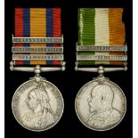 Pair: Private F. B. Manby, Suffolk Regiment Queen's South Africa 1899-1902, 3 clasps, Cap...