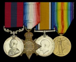 A Great War 1918 'French theatre' D.C.M. group of four awarded to Battery Sergeant Major H....